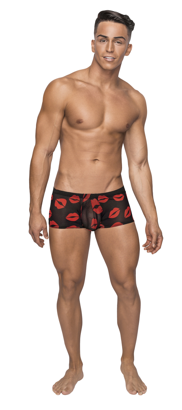 Kiss Me - Mini Short - Medium - Sheer Lips Black Male Power